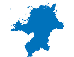 Naklejka na meble 福岡県　地図　ブルー　イラスト