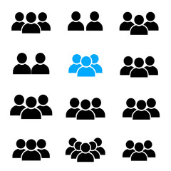 Poster - Unified Group Icon: A collection of icon depicting a collective group of individual, perfect for conveying unity, teamwork, or diverse social concept. 