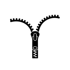 Fototapete - Open Zipper: A simple silhouette of a black open zipper, ideal for use in design projects, website graphics, or presentations.