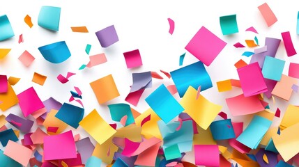 Poster - Mid-air colorful paper sheets swirling with light folds, clipping path on white background