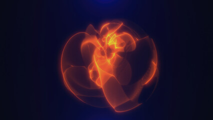 Aufkleber - abstract orange glowing sphere shape with fluid curves on a dark background