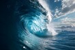 © Jinyang - A stunningly powerful ocean wave curls into a perfect barrel under the dynamic sky with clouds casting shadows on the water's surface
