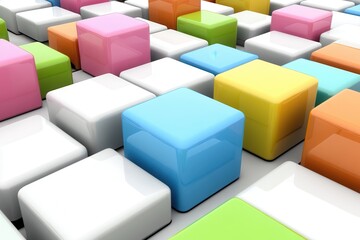 Poster - Colorful 3D cubes arranged in a vibrant pattern, creating a playful and modern background