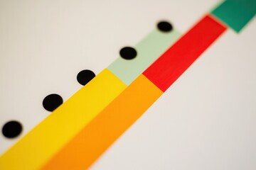 Poster - Colorful geometric patterns with circles and stripes on a white background for design use