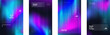 © Azat Valeev - Neon fractal glass effect with fluid gradient and prismatic distortion. Wavy vertical lines, holographic colors and soft blur. Abstract futuristic vector background for UI, music or branding design.