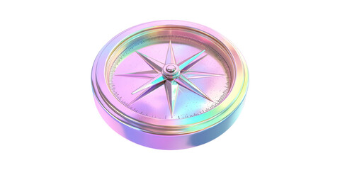 Poster - Colorful Iridescent Compass Rose. Symbol Of Navigation And Direction Isolated On Transparent Background