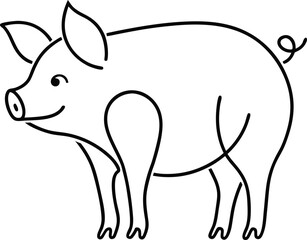 Wall Mural - minimalist one line art of a pig drawn in continuous style showcasing simplicity and elegance in a m