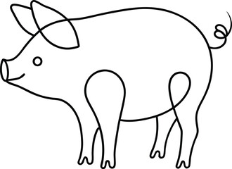 Wall Mural - elegant pig illustration in minimalist continuous line art style perfect for modern decor animal-the