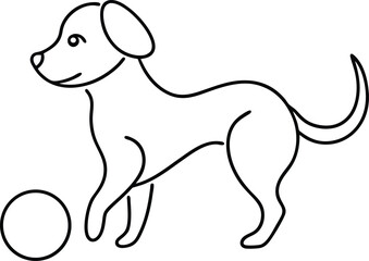 Wall Mural - playful dog drawn in minimalist continuous line art style perfect for pet themed artwork dog lover g