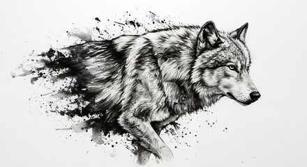  Wolf watercolor painting