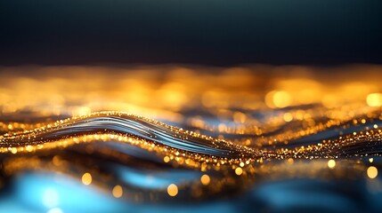 Leinwandbilder - Abstract golden light wave effect rendering background with bokeh elements
