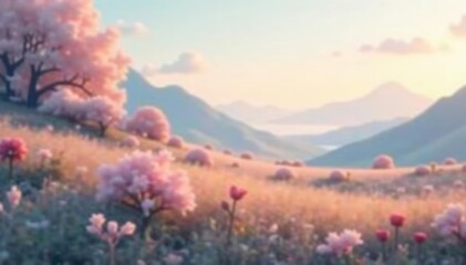 Wall Mural - abstract blurred landscape, calming pastel hues, presentation, blur