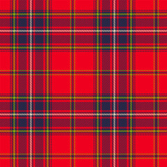 Fototapete - Scottish plaid seamless pattern with apple green and red