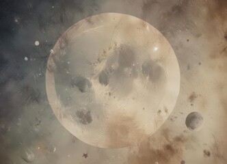 Wall Mural - subtle watercolor wash, vintage paper, moon phases, faint stars, cosmic feel , bohemian, cosmic art