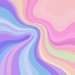 Poster - Abstract swirling colorful background design with pastel rainbow stripes and wavy lines pattern