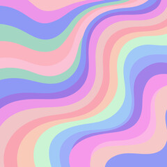 Poster - Colorful abstract wavy background with vibrant pastel colors creating a retro design aesthetic.