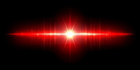 Poster - Vibrant Red Light Flare Effect Digital Background Shining Bright Starburst Glowing Rays Sparkles Abstract Design Element