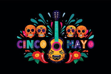 Poster - chinco de maiyo festival vintage t-shirt abstrack background vector design illustrations