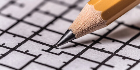 Poster - Close-up of pencil point on grid paper, showing texture detail, symbolizing focus, precision, and problem-solving, ideal for education or design concepts