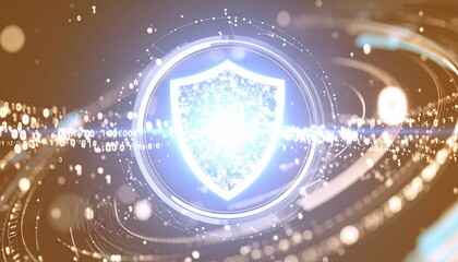 Poster - advanced digital shield protection symbol with glowing effects representing cybersecurity security s