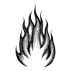 Wall Mural - fire only flames logo design vintage black and white outline line art drawing engraving style