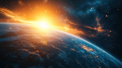 Wall Mural - Earth sunrise from space