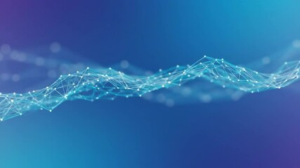 Poster - Abstract Network Connecting Points Slow Motion Animation on Blue Background