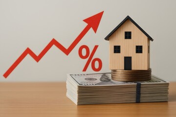 Poster - Growth in Real Estate Market with House Model and Money Stacks
