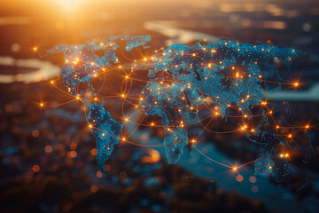 innovative global business concept with abstract world map technology background showcasing a connec