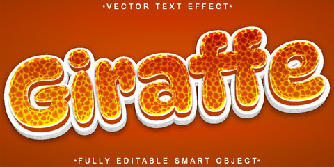 Poster - Cartoon Orange Giraffe Vector Fully Editable Smart Object Text Effect
