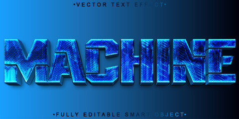 Poster - Blue Machine Vector Fully Editable Smart Object Text Effect