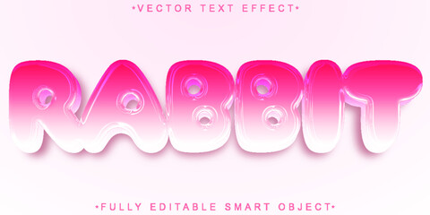 Poster - Cartoon Pink Rabbit Vector Fully Editable Smart Object Text Effect