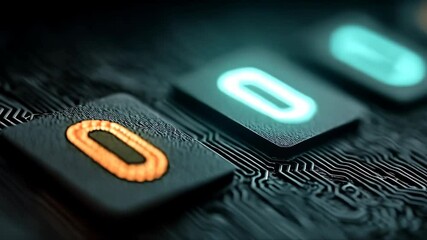 Poster - Glowing oblong shapes on textured surface, showing the abstract technology concept for digital computing and micro-circuitry