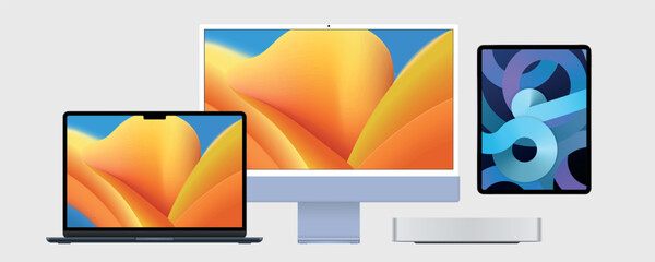 Poster - Modern Laptop tablet and mobile phone blank screen smartphone mockup collection