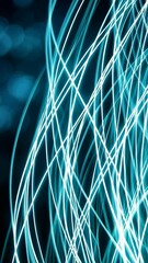 Poster - swirling luminescent strands create a mesmerizing abstract background with blended blue, teal, and g
