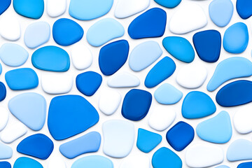 Wall Mural - blue and white stones mosaic abstract seamless pattern