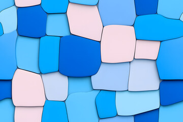 Wall Mural - blue and white stones mosaic abstract seamless pattern