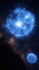 Wall Mural - Blue Giant Star and Companion in Deep Space