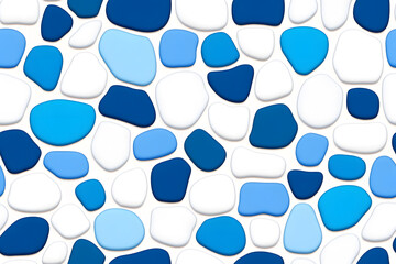 Wall Mural - blue and white stones mosaic abstract seamless pattern