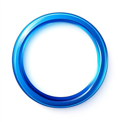 Poster - A metallic blue circular ring with a glossy, reflective surface, set against a clean white background. Its smooth gradient gives it a sleek and modern aesthetic.