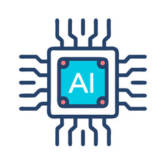 Leinwandbilder - AI Chip Core Inside Microprocessor Icon Representing Advanced Computing and Intelligent Processing
