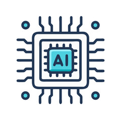 Leinwandbilder - AI Chip Core Inside Microprocessor Icon Representing Advanced Computing and Intelligent Processing