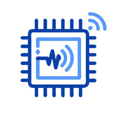 Fototapete - AI Sensor Module with Signal Waves Icon Representing Smart Detection and Communication