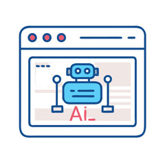 Poster - Browser Window with Robot Icon Representing Web Automation and AI Interaction