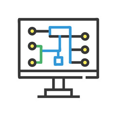 Poster - Circuit Network Diagram Display Icon Representing Electrical Systems and Connectivity