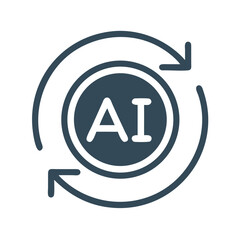 Fototapete - Circular AI Label within Diagram Icon Representing AI System Architecture and Data Flow