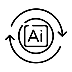 Fototapete - Circular AI Label within Diagram Icon Representing AI System Architecture and Data Flow