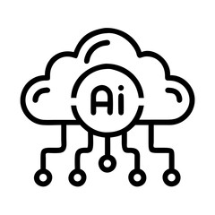 Leinwandbilder - Cloud Network with AI Symbol Icon Representing Cloud Computing and Artificial Intelligence