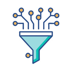 Fototapete - Data Funnel Icon Representing AI Data Processing and Intelligent Information Flow
