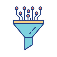 Fototapete - Data Funnel Icon Representing AI Data Processing and Intelligent Information Flow